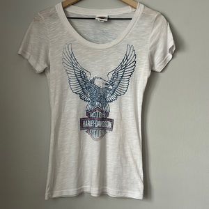 Harley-Davidson White Short Sleeve Fittted V-Neck